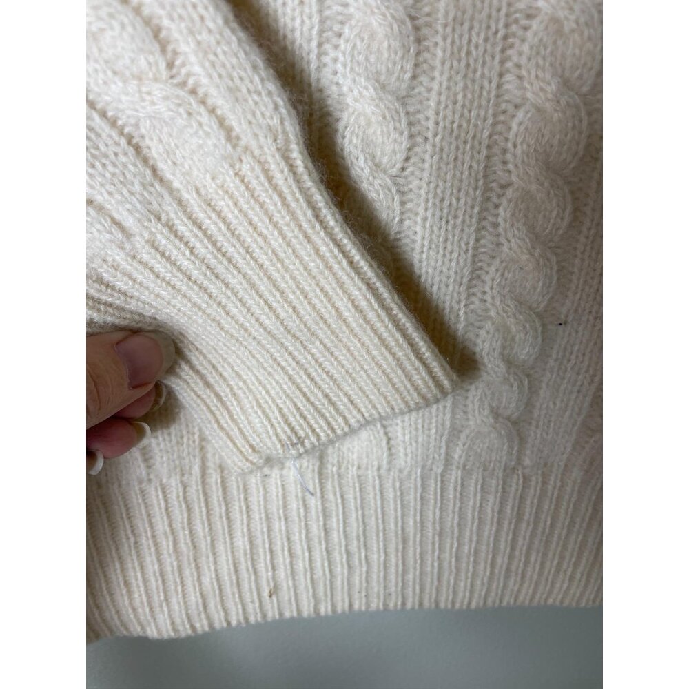 Bergdorf Goodman 100% Pure Cashmere Ivory Cable Knit Sweater Small - Picture 4 of 8